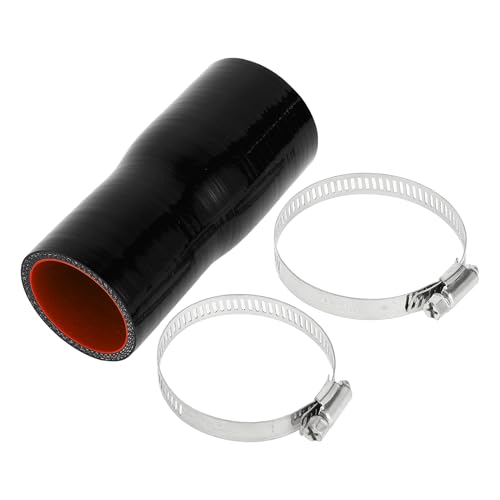 X AUTOHAUX Straight Coupler Silicone Hose with Clamps 1.77"-2.01" ID 5.00" Length 0° Car Silicone Hose Coolant Hose 4-Ply 5mm Thick Air Intake/Turbo/Intercooler Piping Tube Black Red 1 Set