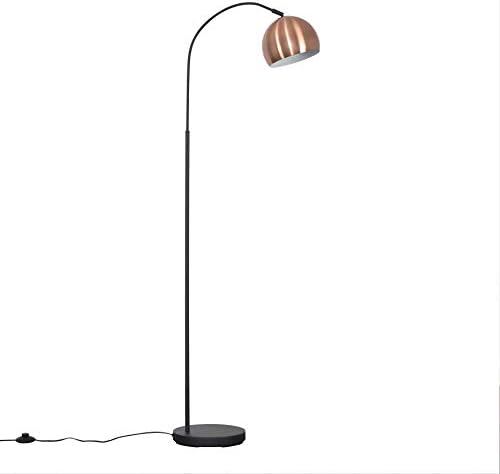 MiniSun Modern Designer Style Dark Grey Curved Stem Floor Lamp with a Navy Blue Dome Shade
