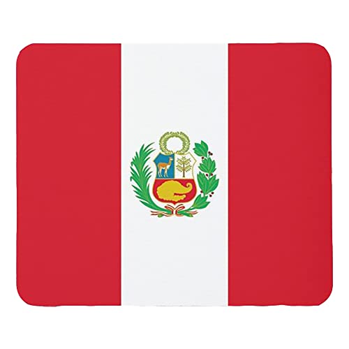 Tapis de souris drapeau du Pérou pour ordinateur portable Base en caoutchouc antidérapant Imperméable Noir 240 x 200 x 4 mm Couleur : drapeau du Pérou