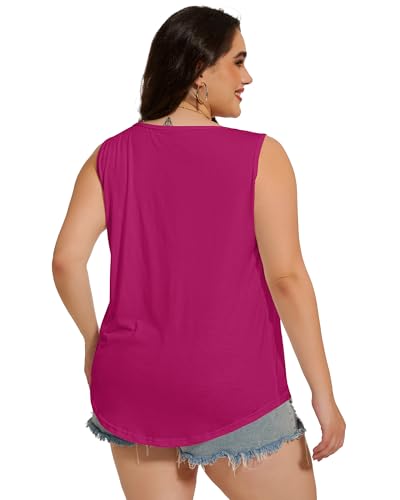 Image of Women Plus Size Tank Top Casual Summer Tops Loose Fit Sleeveless T Shirts Trendy Crewneck Tunic Tees 2026