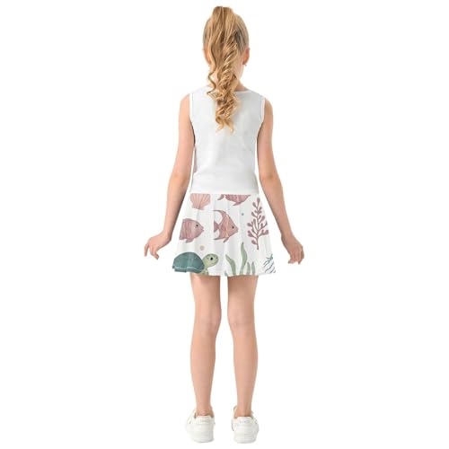 Cute Sea Turtles Kids Tennis Skirts Purple Athletic Shorts Girls Skorts Girl Skort 4t4