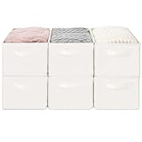 Storage Basket Bins with Metal Frame, Large Collapsible Fabric Storage Baskets for Organizing Shelf, Basket Organizer W/Handles for Blankets, Towels, Laundry, Shelves, 6-Pack, Beige