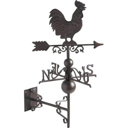 AUBRY GASPARD - Girouette Coq Fonte - 44 x 23 x 64 cm - Poids 3.60 kg - Non Montée - Fixation Non Fournie - Décoration Jardin - Indique Direction Vent - Élégant Solide
