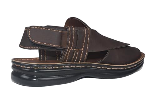 Image of eco-soft Men's Ethnic Synthetic Leather Peshawari Slip On Sandal | Shoes for Wedding|Party|Occasions|Fashion|Stylish|Outdoor|Lightweight|Shoes with TPR Sole