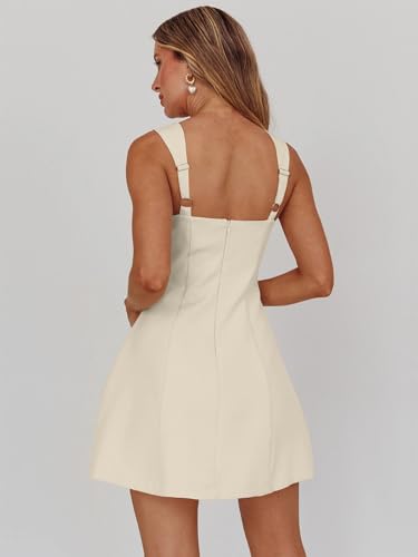 DAAWENXI Women's Casual Square Neck Sleeveless Tank Top Flare Mini Dress A Line Party Club Dresses3