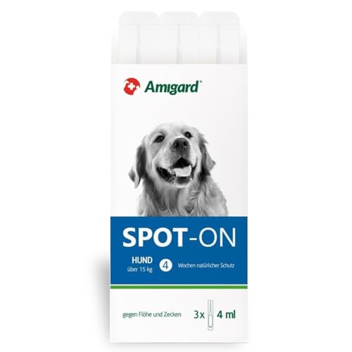 Spot On für mittlere Hunde zwischen 15 und 30 kg - Gegen Zecken und Flöhe - Pflanzlich ohne Duftstoffe und Konservierungsmittel - 3er Pack für 3 Monate Schutz