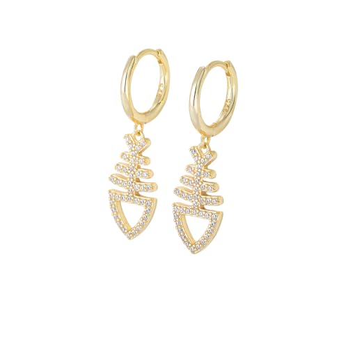 Boucles d'oreilles cerceau femmes poisson diamants argentés en anneau