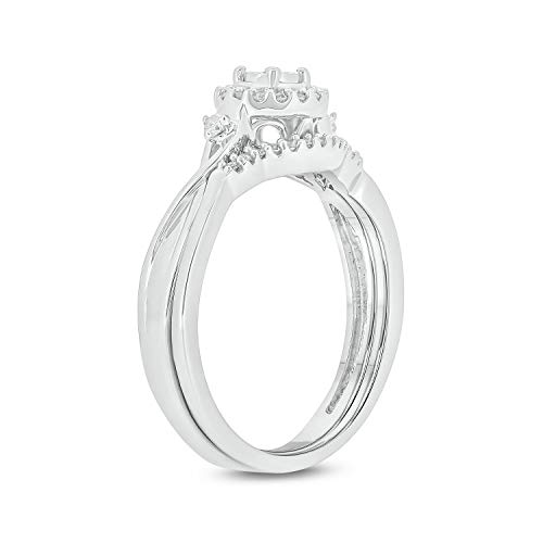 Cali Trove 1/6 CT Natural Diamond Bridal Ring Set | Wedding & Engagement Ring for Women | Diamond Wedding Band for Women | Promise Rings for Her | Twist Silver Bridal Rings | Wedding Rings for her2