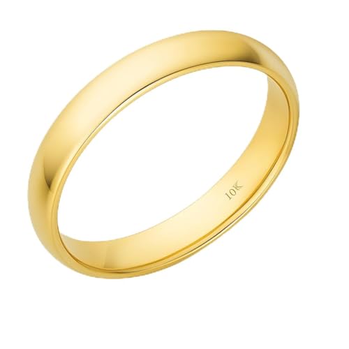 MauliJewels Mens's & Women's 10K Solid Yellow Gold 3MM Wedding Band Rings In Ring Size 8