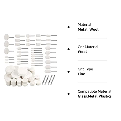 Lasnten 64 Pcs Wool Felt Polishing Tips Wheel Polishing Bits Buffing Mounted Mandrel Grinding Bits Point Mandrel Jewelry Polishing Kit Tool Accessories For Rotary Tool Attachment #TOP7