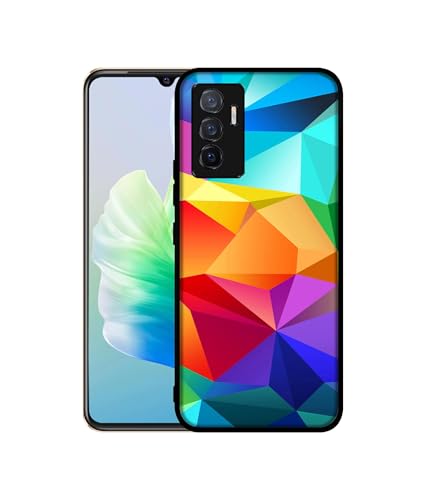 Image of Colorful Pattern Design Premium 2D Printed Metal Back Case Cover for Vivo V23E 5G / Y75 4G