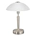 Produktbild EGLO Tischleuchte Solo 1, 1 flammige Tischlampe, Nachttischlampe aus Metall in Silber und Glas in weiß satiniert, E14 Fassung, inkl. Touchdimmer