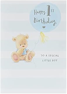 UK Greetings 1st Birthday Card for Boy with Envelope - Cute Teddy Bear Design