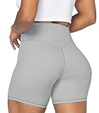 Sunzel 5' High Waist Biker Shorts for Women No Front Seam Soft Yoga Workout Gym Bike Shorts Tummy Control Squat Proof Grey
