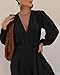 CHICME Women’s 2025 Elegant Long Puff Sleeve Jumpsuit Deep V Neck Tie Waist Casual Wide Leg Pants Romper with Pockets for Casual Dressy Occasions-Black-S