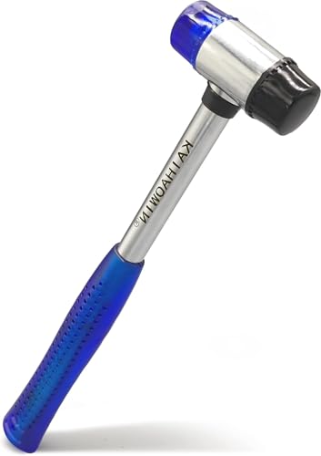 KAIHAOWIN Gummihammer 25 mm Doppelkopfhammer Klein Gummi Hammer mit Rutschfestem Griff Schonhammer für Holz Kunststoff Leder Modellbau und Schmuckhandwerk blau