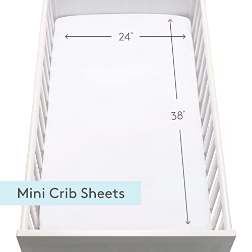 Image of Newton Baby Fitted Mini Crib Sheets (4-Pack) | Organic Muslin Cotton, Breathable & Soft Baby Sheets, Washable Baby Mattress Sheets, Fits Mini Crib Mattresses 24 inch x 38 inch, Plain White