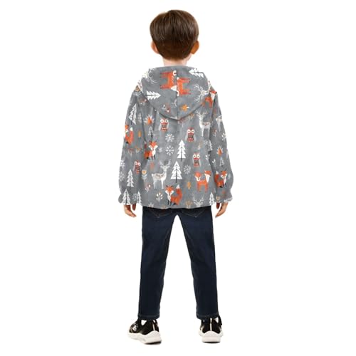 CHIFIGNO Animals Forest Grey Toddler Boy Winter Coat Soft Winter Jacket for Kids 3T4