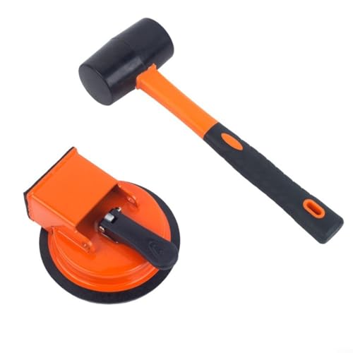 Puupaa Herramienta de reparación de huecos de suelo con martillo de goma, ventosa y almohadillas reutilizables para suelos de madera y compuestos, kit de mantenimiento del hogar para grietas (2)