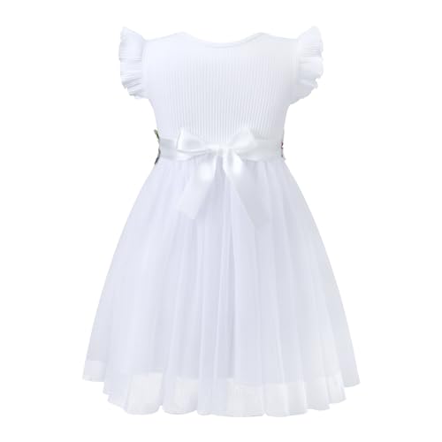 HILEELANG Little Flower Girl Tulle Tutu Dress Easter Cotton Ribbed Birthday Wedding Party Princess Dresses4