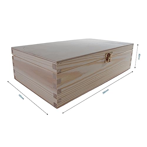 WooDeeDoo Rectangular Wooden Storage Box with Hinged Lid and Clasp, 28 x 16 x 8 cm - Image 2