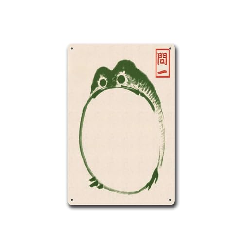 GHTYER Signs 日本の松本宝司 カエル ヴィンテージカエル 木版 浮世絵 カエル 日本のカエル 壁 アートバー レストラン 装飾 20.3x30.5 cm ブリキ看板