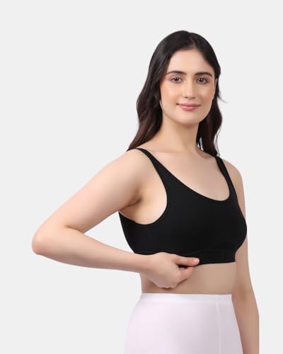 Image of Lavos Bamboo Cotton Comfort Sleeping Bra for Women, Slip On Bras to Wear at Home, Non-Padded & Non-Wired Sports Bras, Full /High Coverage, Soft Comfortable & Breathable Broad Strap Bra (Pack of 2)