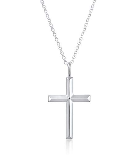 Collier homme argent massif avec pendentif croix 30mm chaîne Kuzzoi 60cm