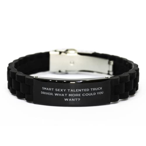 Useful Truck Driver Black Glidelock Clasp Bracelet, Smart Sexy Talented Truck Driver. What More, Gag Gifts for Coworkers