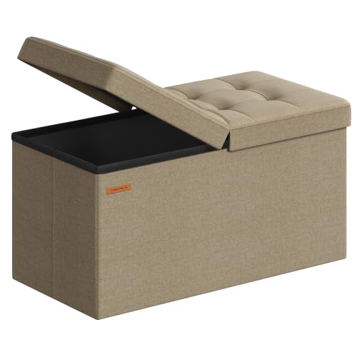 Image of SONGMICS 30 Inches Storage Ottoman, Foldable Bench with Flipping Lid
