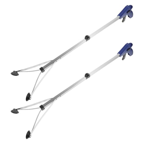 DIYEAH Pinza per Rifiuti Pieghevole in Alluminio 83 Cm, Set da 2 Pezzi, Raccoglitore Durevole Artigli Girevoli, Impugnatura Ergonomica, per Anziani e Uso Domestico