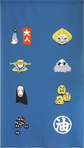 のれん工房 ジブリ 千と千尋の神隠し グッズ インテリア 雑貨 タペストリー ポスター のれん ハク カオナシ 湯婆婆 間仕切り 目隠し 幅85×丈150cm 吉祥 ブルー 99659