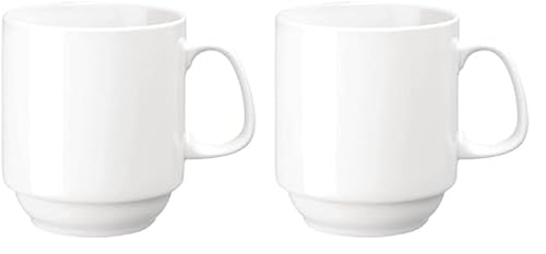 Olympia White Ware Stacking Mugs 284Ml 10Oz Porcelain Coffee Tea Cup 12pc (Pack of 2)
