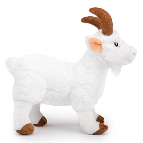 RLOMUTE Peluche Chèvre Blanche 11.4 Pouces Animal réaliste Doux et Mignon câlin pour Les fêtes d'anniversaire Les compagnons la décoration Cadeau de...