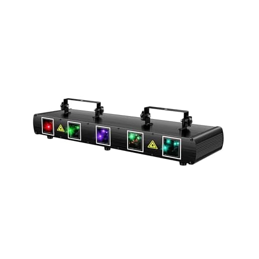 U`King DJ Laser Light, 5 Beam Effect Sound Activated DJ Party Lights RGBYC LED Laser Light Show with DMX Control for Disco Dancing Birthday Bar Stage Lighting
