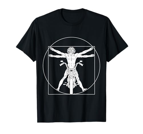 Vitruviano Motociclista Moto Leonardo Da Vinci Biker Maglietta