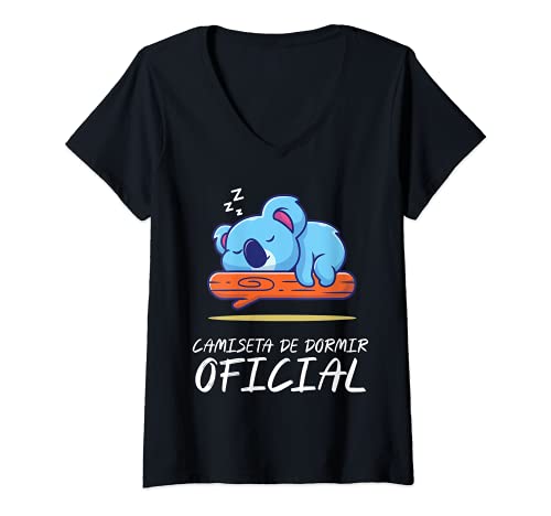 Mujer Camiseta de dormir oficial I Lindo koala durmiendo Camiseta Cuello V Cover