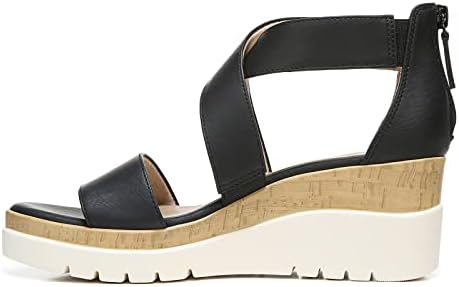 SOUL Naturalizer Womens Goodtimes Crisscross Strappy Wedge Sandal , Black Smooth, 8 M