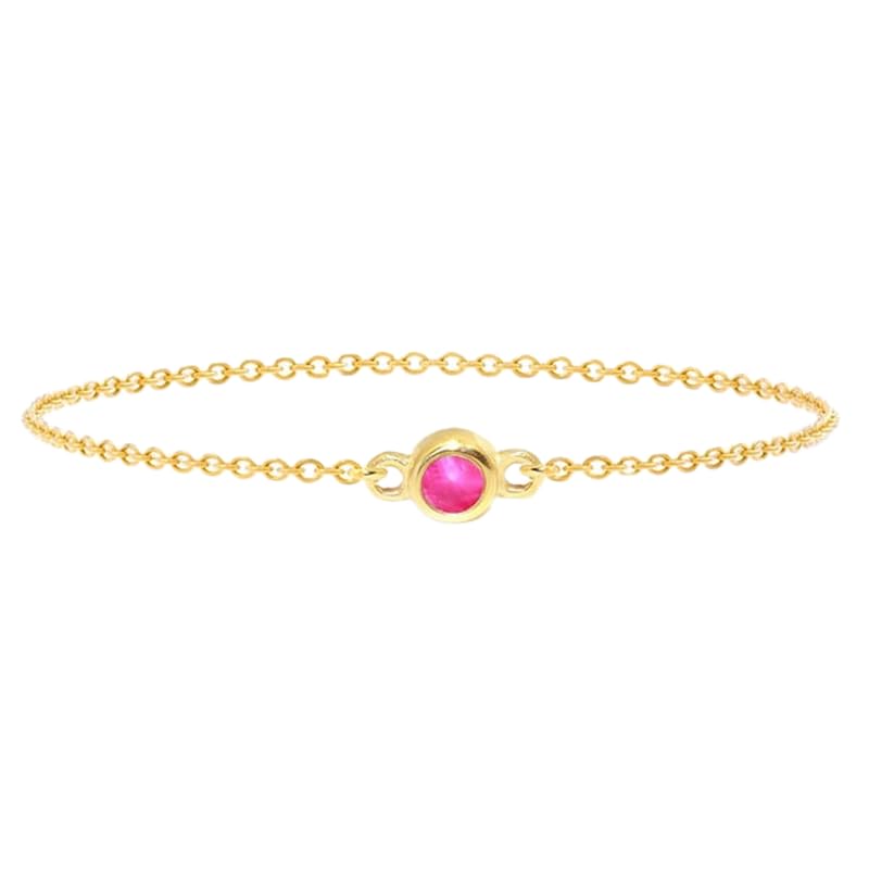 Bague solitaire en argent 925 plaqué or et rubis rose naturel