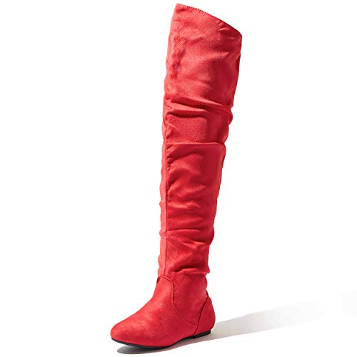 amazon red thigh high boots