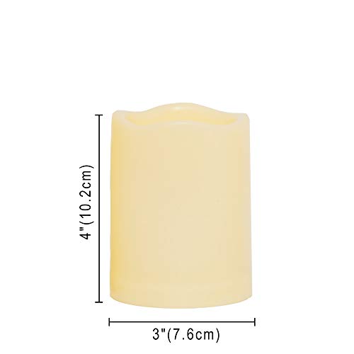 Image of CANDLE CHOICE Waterproof Outdoor Battery Operated Flameless Candles with Remote Timer Plastic Flickering Fake Electric LED Pillars for Lantern Garden Wedding Christmas Decorations 3x4 Inches 3 PCS