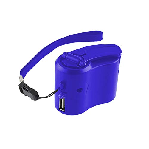 Hand Crank Generator Charger for Outdoor Mobile Phone Charging with USB Plug, Manual Dynamo Mobile Emergency Phone Charger (Blue)