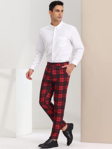 Lars Amadeus Men's Plaid Slacks Regular Fit Flat Front Work Prom Checked Dress Pants4
