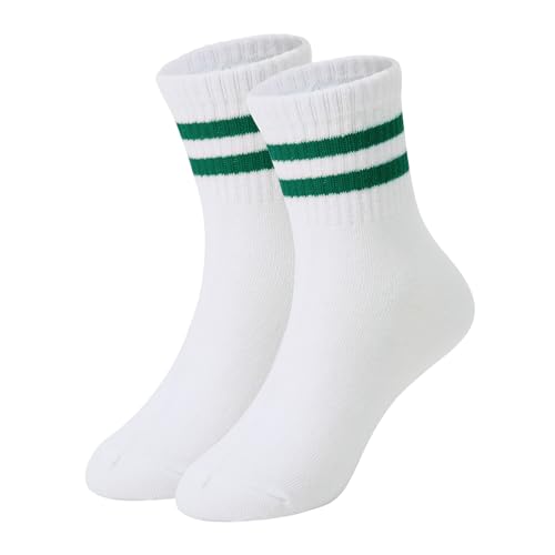 Image of American Trends Toddler Girls Socks with Retro Colorful Stripes Hearts Crew Athletic Socks for Kids