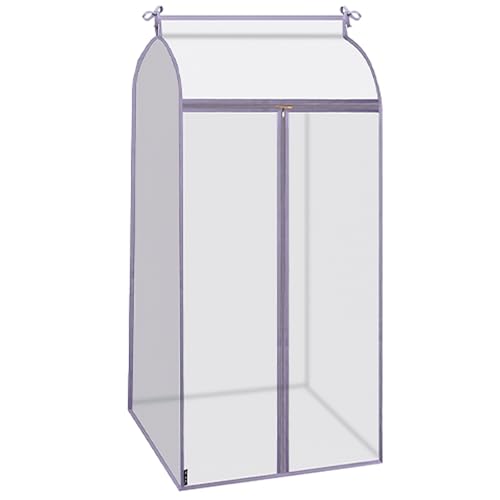 Double Layer Dustproof Garment Rack Cover, Translucent Clothes Bag for Suits, Shirts & Sweaters, Sealed Protection (Purple, 53x53x120cm/21x21x47in)