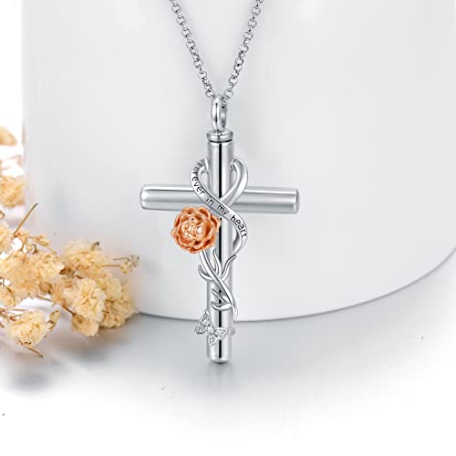 Cross Urn Necklaces for Ashes Sterling Silve 12 Month Birth Flower Cremation Jewelry for Ashes Urn Pendant Keepsake Memorial Pendant Necklace for Ashes for Human Women Pet4
