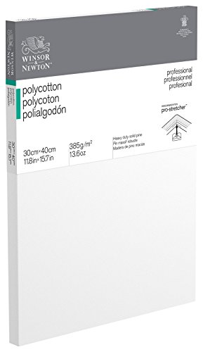 Winsor & Newton 6206015 Professional Stretcher Frame Made of Polycotton 385 g/m² Triple Primed Medium Grain Ideal for Oil Paints and Acrylic Paints 30 x 40 cm