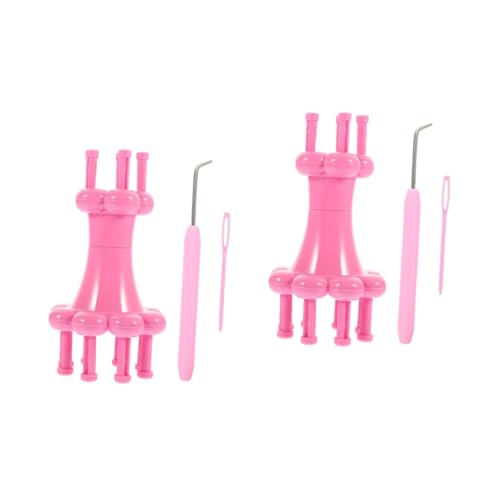 HAWILLOSCH 2 Sets Plastic Knitter Tassel Maker Tool Yarn Loom Knit Hook Knitter Kit DIY Craft Knitting Tool