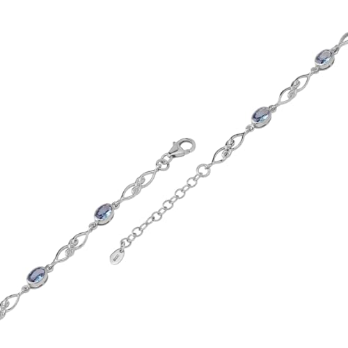 Image of Silvershake Birthstone Gemstones White Gold Plated or Yellow Gold Plated 925 Sterling Silver Scroll /Filigree Celtic Knot Weave 7.25 to 8.75 Inch with Adjustable Extension Bracelet Jewelry for Women