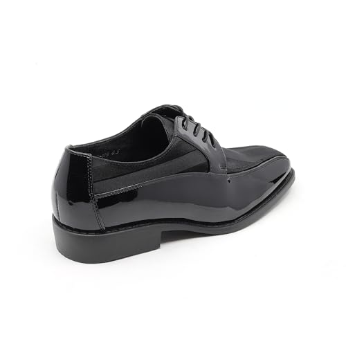 Image of Men's Oxford Lace up Striped Satin Patent Tuxedo Dress Shoes MC-179